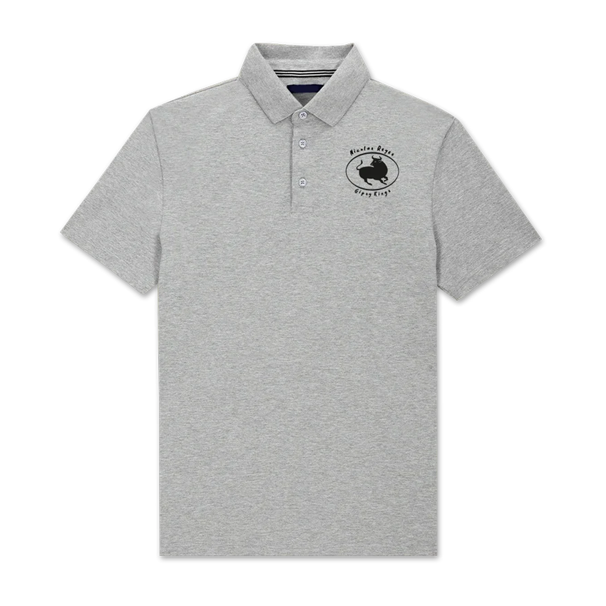 Polo gris brodé BULL Nicolas Reyes